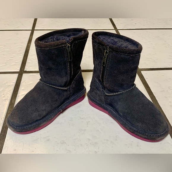 BEARPAW Gray Genuine Leather Suede Zip Boots Toddler Girl’s 9 EUC EXCELLENT - Picture 2 of 9